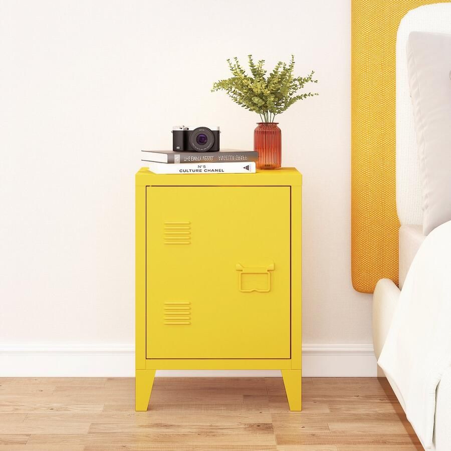En.casa Nachtkast Inari metaal 57x40x30 cm geel [ ]