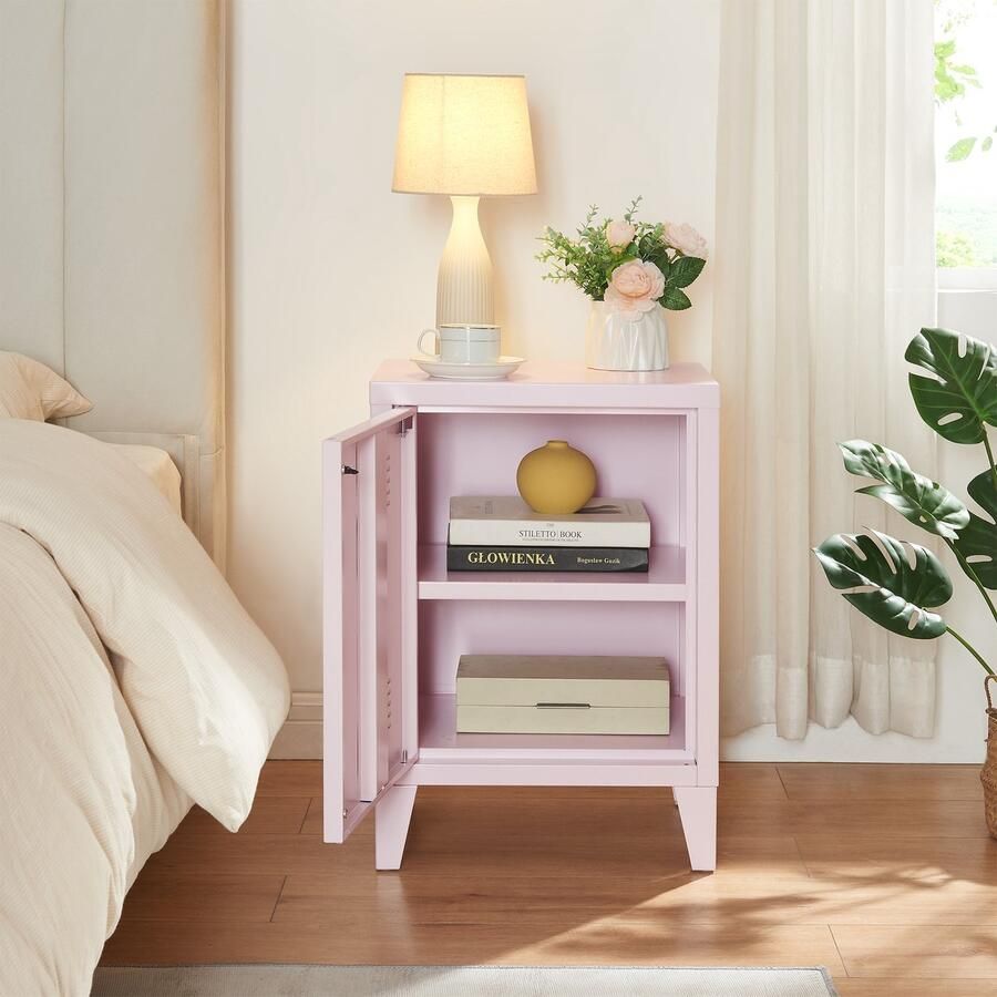 En.casa Nachtkast Inari metaal 57x40x30 cm roze [ ]