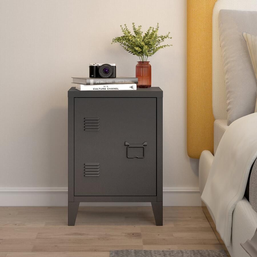 En.casa Nachtkast Inari metaal 57x40x30 cm zwart [ ]