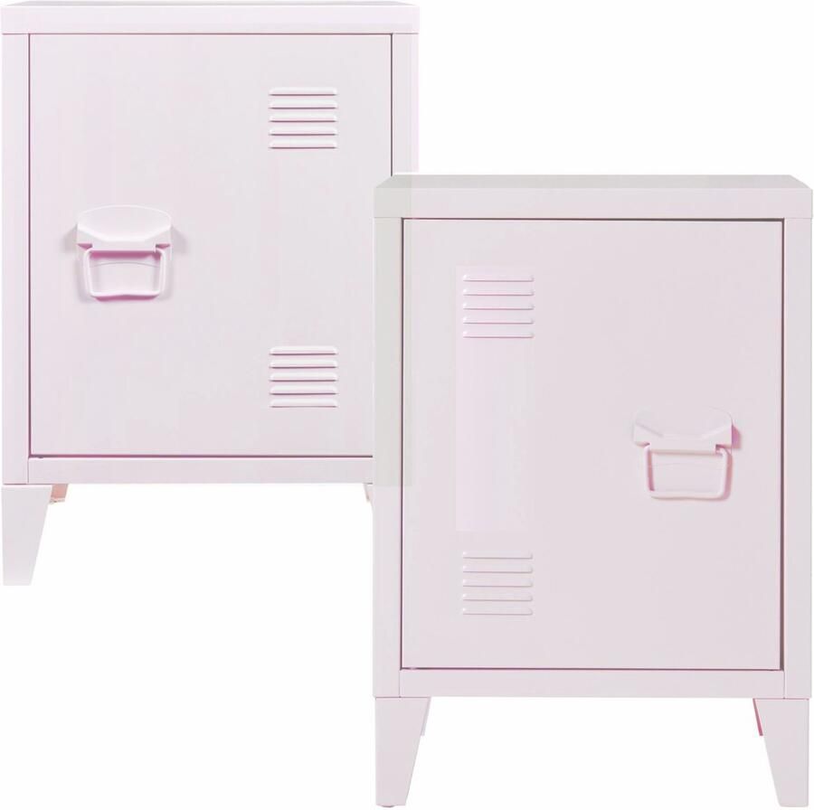 En.casa Nachtkast Inari set van 2 metaal 57x40x30 cm roze [ ]