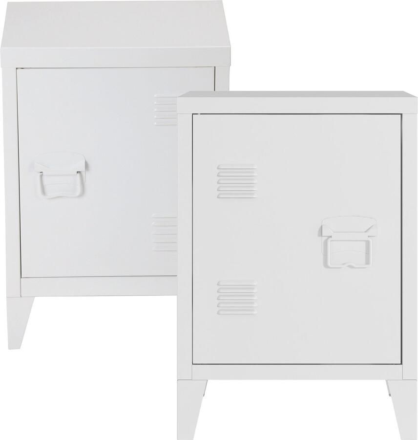 En.casa Nachtkast Inari set van 2 metaal 57x40x30 cm wit [ ]