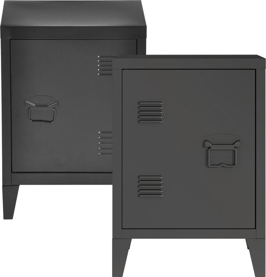 En.casa Nachtkast Inari set van 2 metaal 57x40x30 cm zwart [ ]