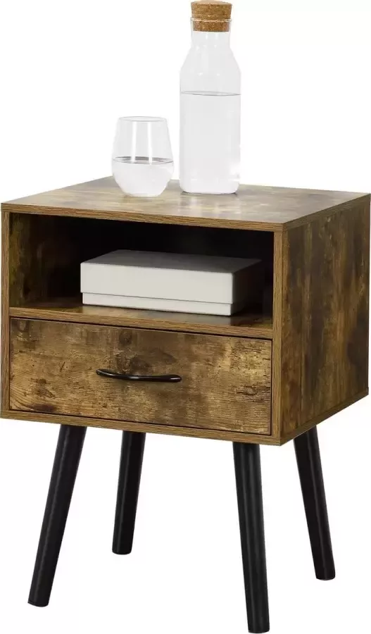 En.casa Nachtkastje Gavle met lade 57x42x40 cm houtkleurig donker