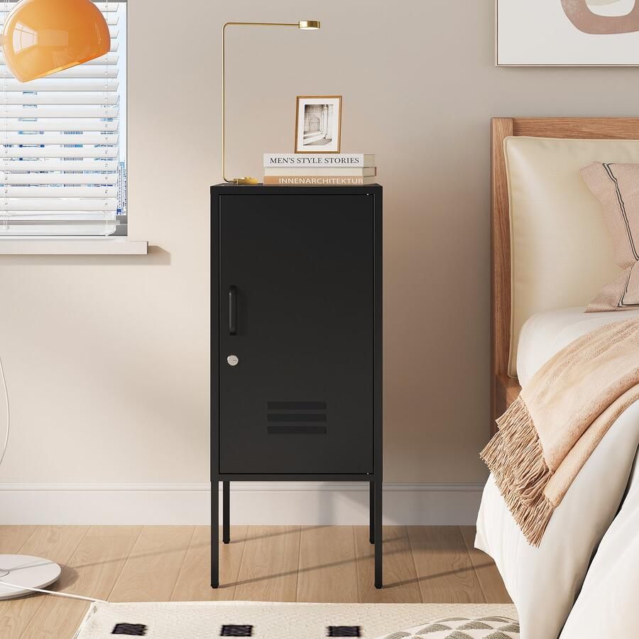 En.casa Nachtkastje Hausjärvi 82x35x35 cm zwart [ ]