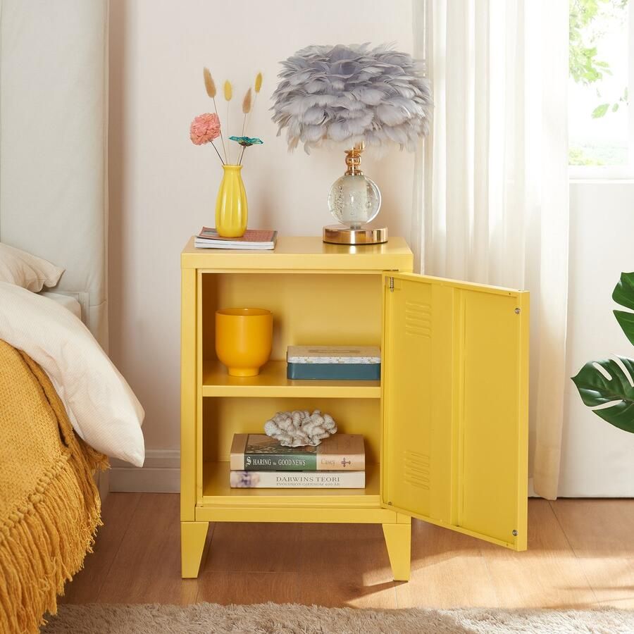 En.casa Nachtkastje Inari metaal 57x40x30 cm geel [ ]