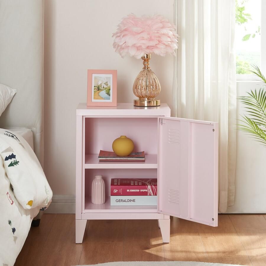 En.casa Nachtkastje Inari metaal 57x40x30 cm roze [ ]