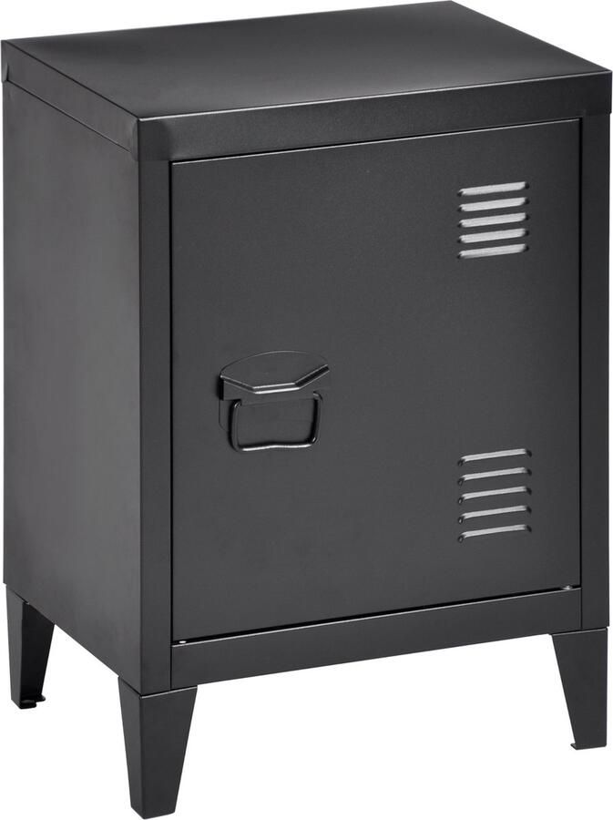 En.casa Nachtkastje Inari metaal 57x40x30 cm zwart