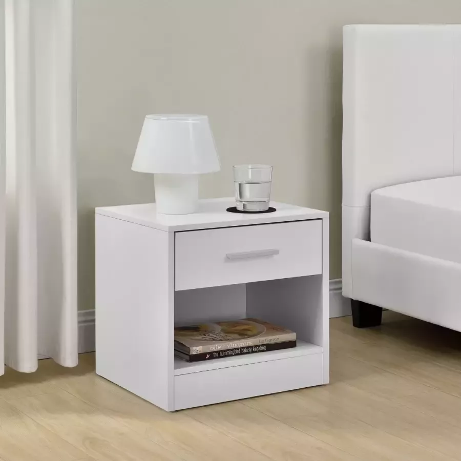 En.casa Nachtkastje met 1 lade en open vak wit