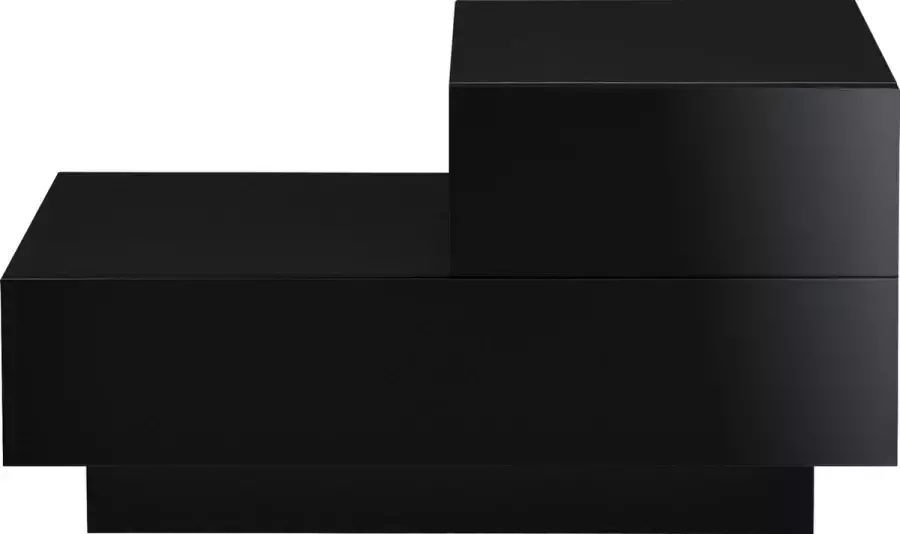En.casa Nachtkastje Met 2 lades Model rechts Spaanplaat Hoogglans zwart Afmeting (BxDxH) 70 x 35 x 38 cm
