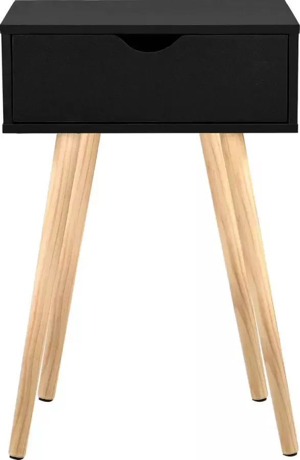 En.casa Nachtkastje Met lade Spaanplaat & vurenhout Zwart & hout kleurig Afmeting (BxDxH) 40 x 29 5 x 60 cm