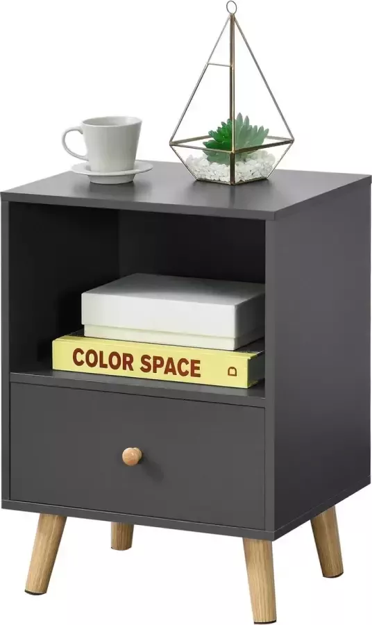 En.casa Nachtkastje Sundsvall met lade 54x40x30 cm wit donkergrijs