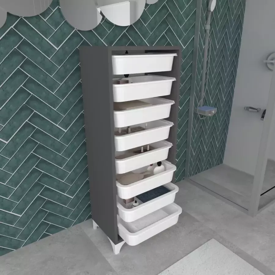 En.casa Opbergkast Lurøy met 8 manden 116 5x45x30 cm antraciet en wit - Foto 2