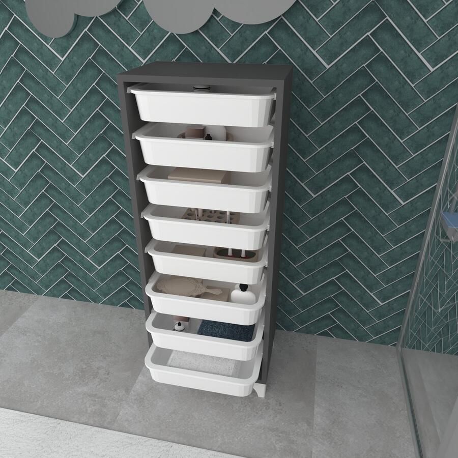 En.casa Opbergkast Lurøy met 8 manden 116 5x45x30 cm antraciet en wit