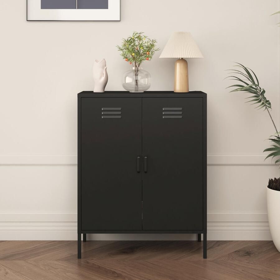 En.casa Opbergkast Pyhäranta metaal 101 5x80x40 cm zwart mat [ ]