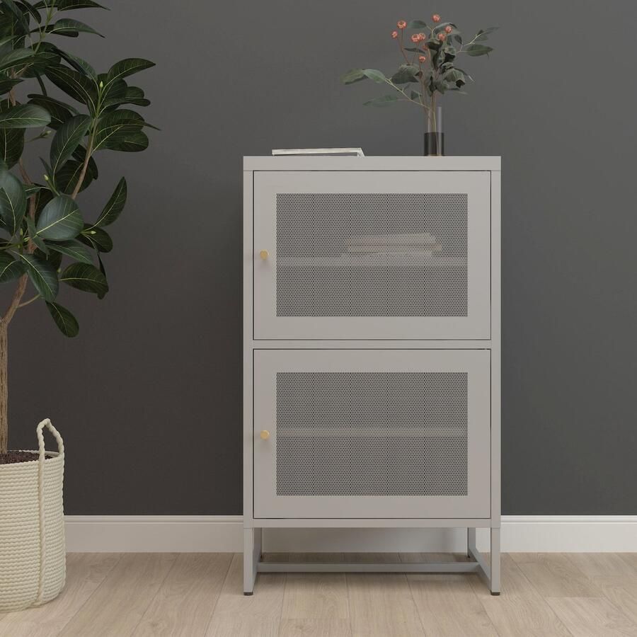 En.casa Opbergkast Sund metaal 101 5x60x40 cm grijs [ ]