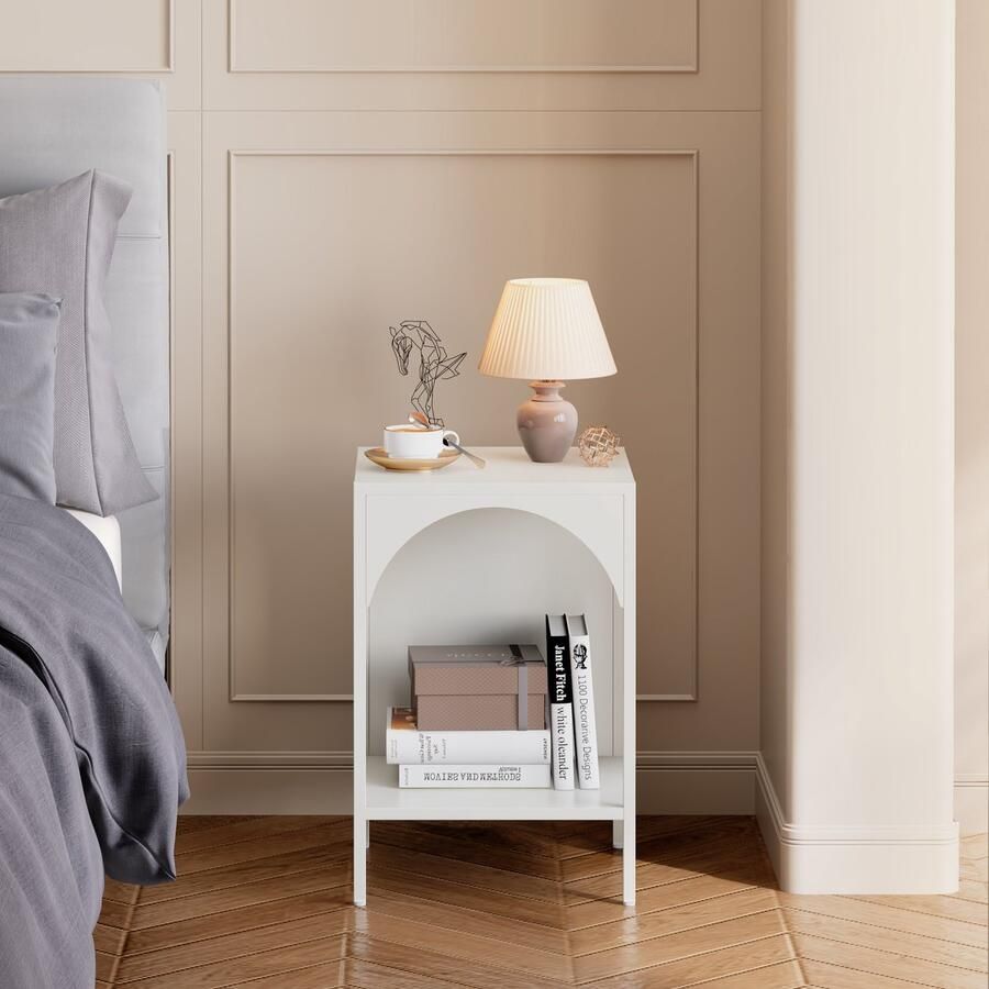 En.casa Open kast Akaa met planken staal 52x35x35 cm wit