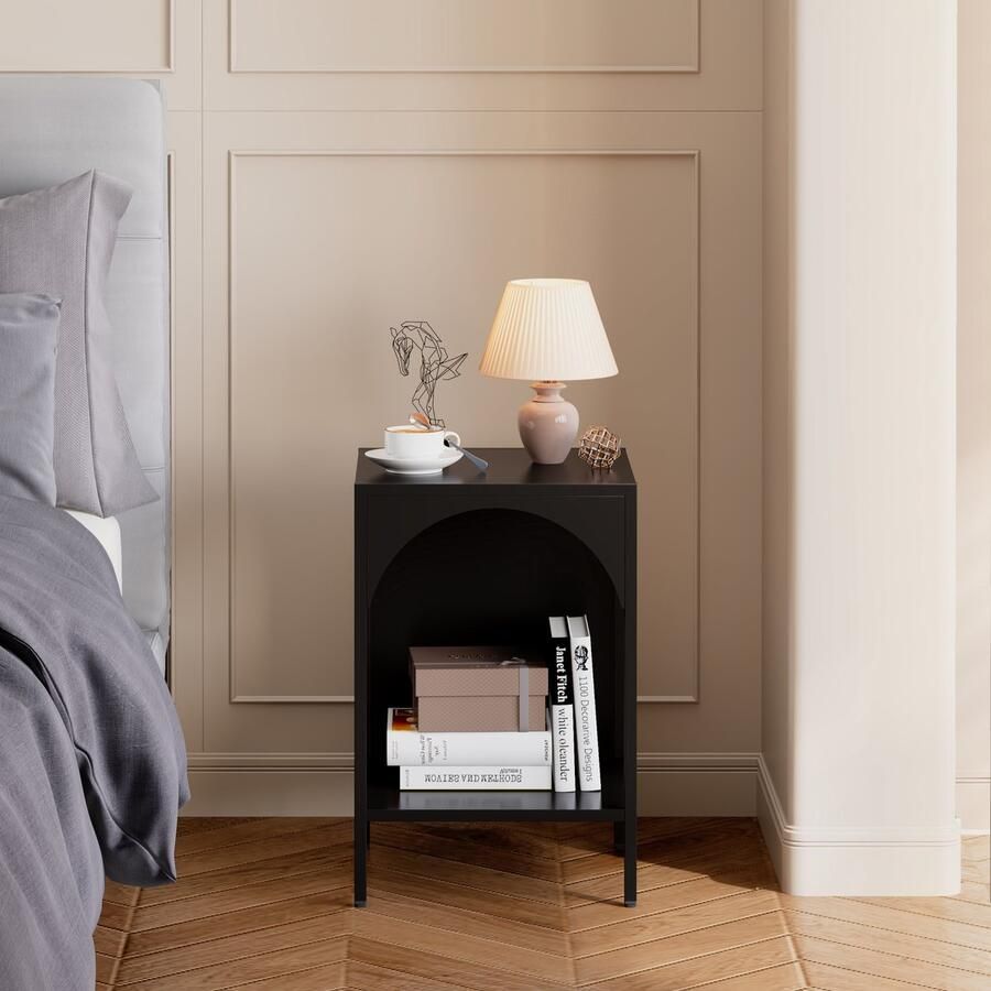 En.casa Open kast Akaa met planken staal 52x35x35 cm zwart