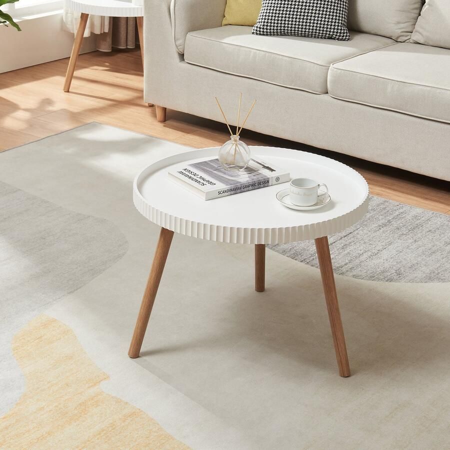 En.casa Salontafel Bongard rond Ø60x45 cm wit en naturel [ ]