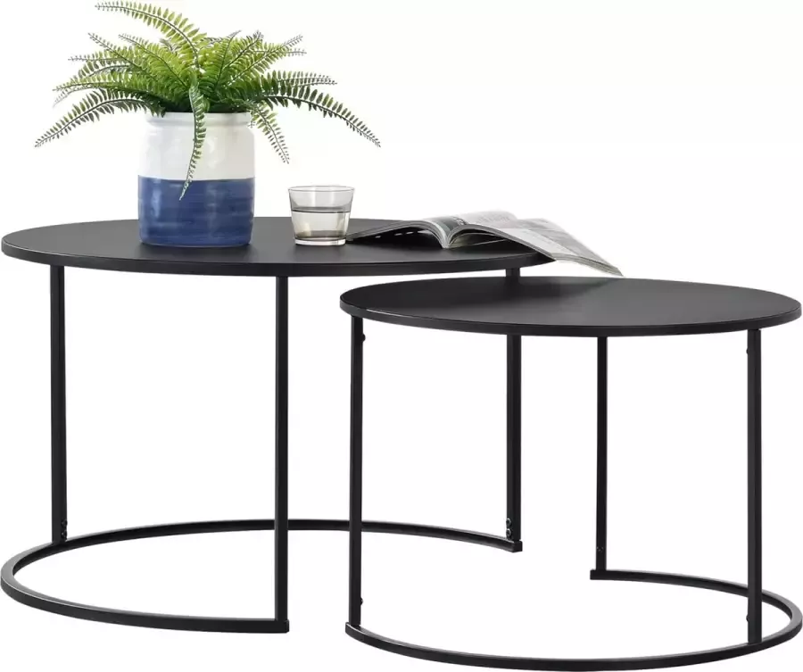 En.casa Salontafel Korenica metaal rond set van 2 zwart