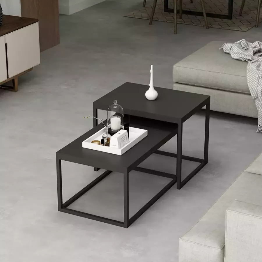 En.casa Salontafel set van 2 Aabenraa zwart mat
