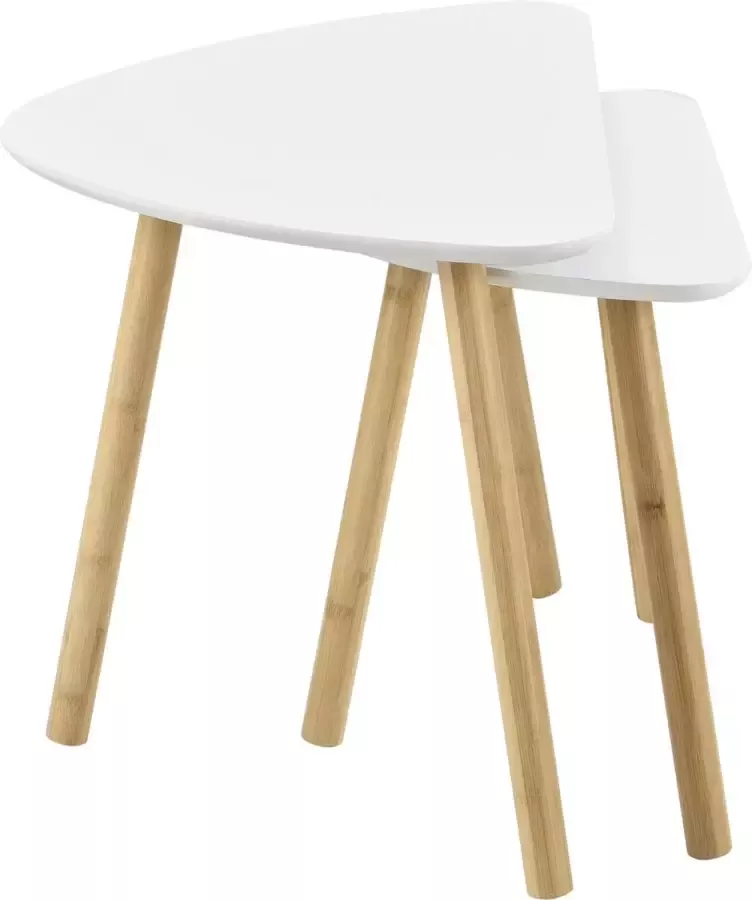 En.casa Salontafel Set van 2 stuks Kleur wit & hout kleurig Afmeting (LxBxD) 60 x 39 5 x 45 cm 45 x 29 5 x 40 cm