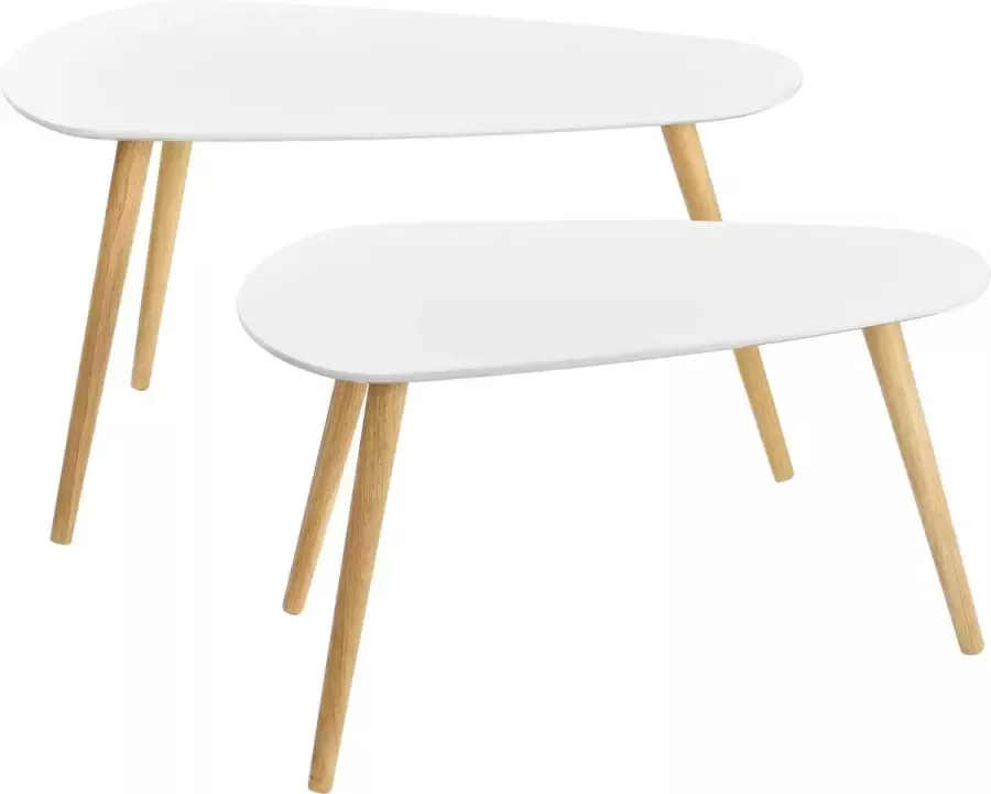 En.casa Salontafel Set van 2 stuks MDF hout Wit hout kleurig Afmeting (LxBxH) 80 x 40 x 45 cm 68 x 36 x 40 5 cm