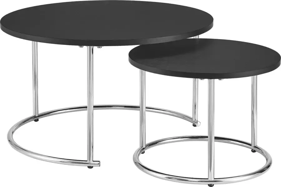 En.casa Salontafel Set van 2 stuks Spaanplaat & staal Zwart & chroom kleurig Afmeting (HxØ) 30 x 40 cm & 35 x 60 cm