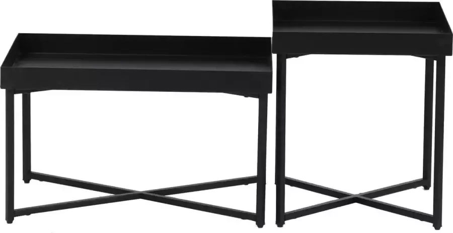 En.casa Salontafel Set van 2 stuks Staal Mat Zwart Afmeting (LxBxH) 60 x 40 x 35 cm 39 5 x 39 5 x 44 cm