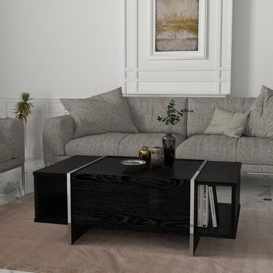 En.casa Salontafel Tavak zwart en zilverkleurig 104x60x38 cm [ ]