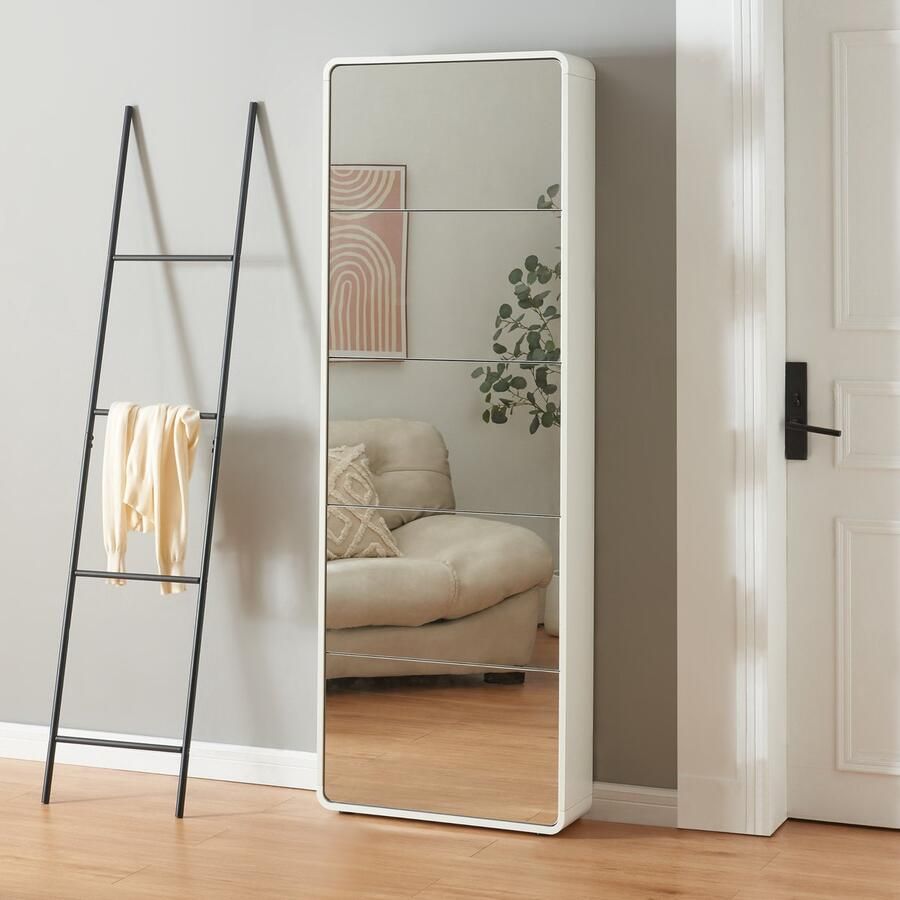 En.casa Schoenenkast Aure met 5 spiegels en 5 vouwdeuren wit [ ]