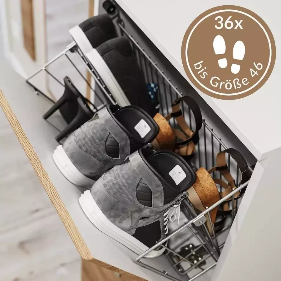 En.casa Schoenenkast Modern set wit eiken afwerking 3-delig B H D: 157 2x187x31 6cm