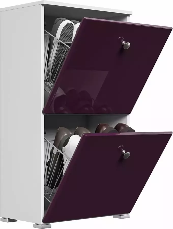 En.casa Schoenenkast Modern wit braam hoogglans B H D: 52 4x95 7x31 6cm