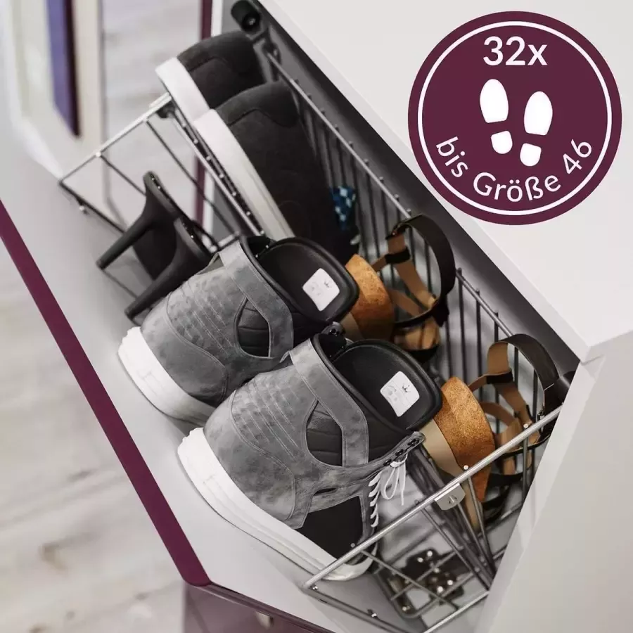 En.casa Schoenenkast Modern wit braambos hoogglans B H D: 104.8x186.9x31.6cm