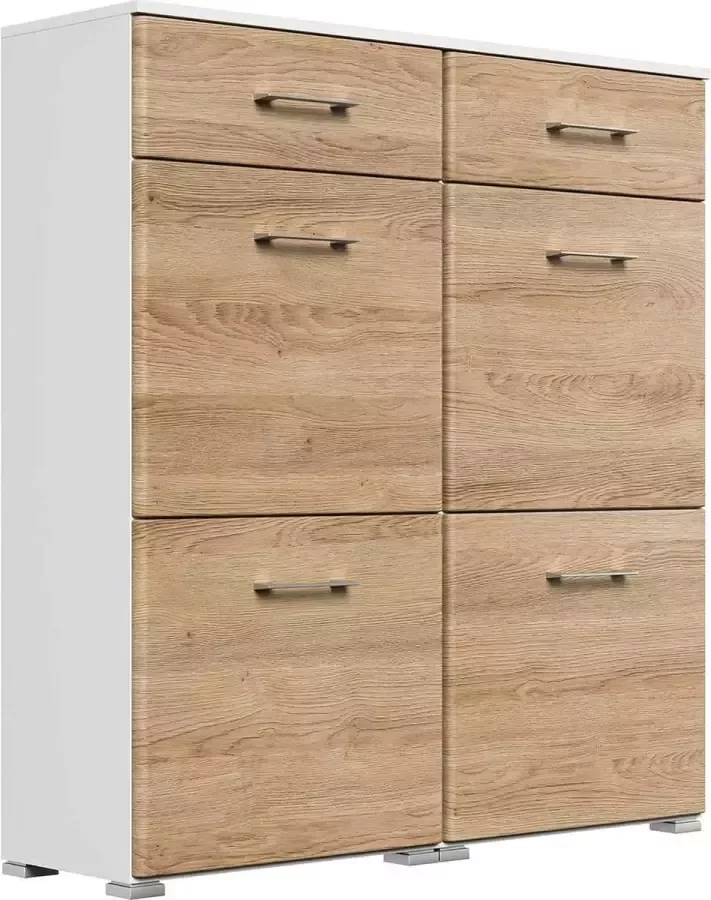 En.casa Schoenenkast Modern wit eiken herwerk. B H D: 104 8x113 9x31 6cm