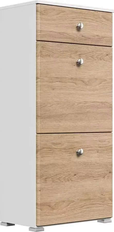 En.casa Schoenenkast Modern wit eiken herwerk. B H D: 52 4x113 9x31 6cm