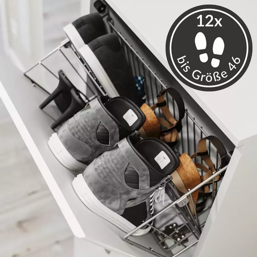 En.casa Schoenenkast Modern wit wit hoogglans B H D: 52 4x141 5x31 6cm