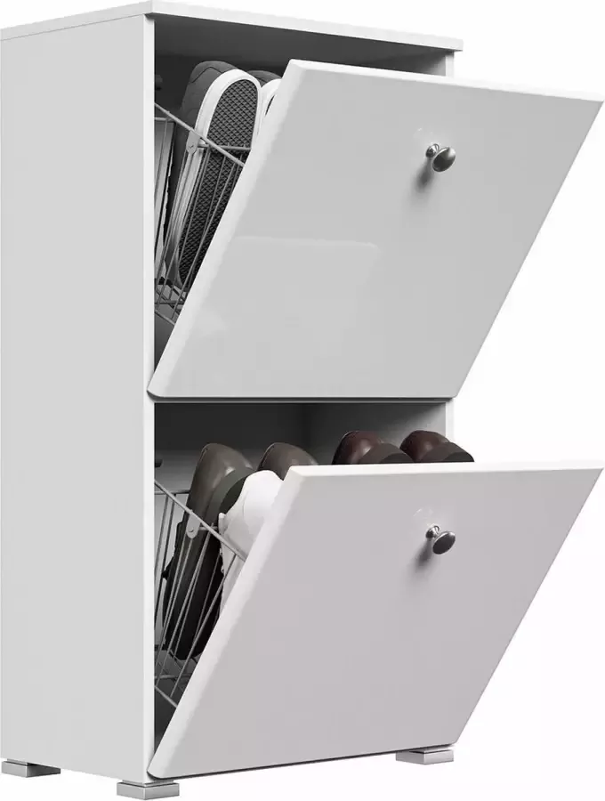 En.casa Schoenenkast Modern wit wit hoogglans B H D: 52 4x95 7x31 6cm