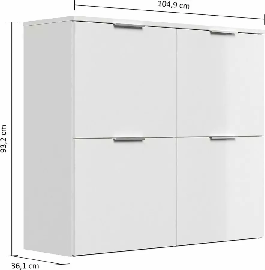 En.casa Schoenenkast Modern XL hangend steen decor B H D: 104.9x114.6x36.1cm