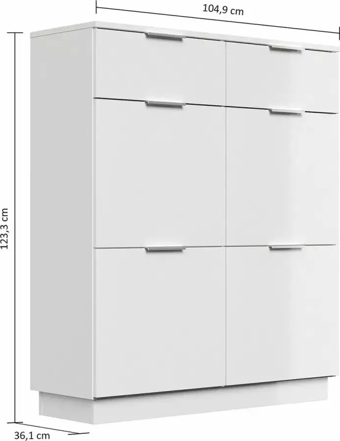 En.casa Schoenenkast Modern XXL Eik B H D: 104 9x114 6x36 1cm