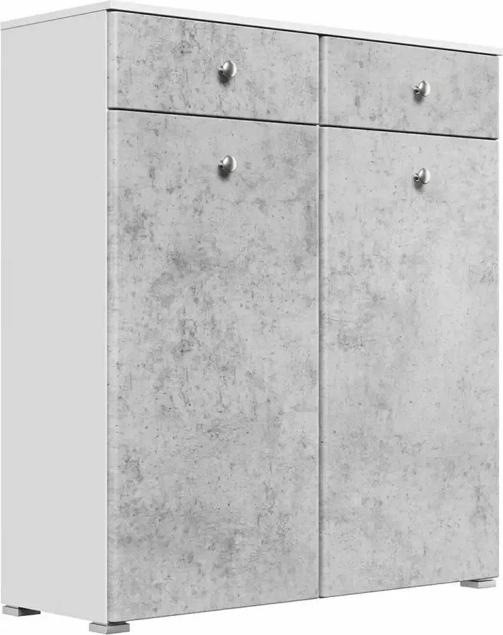 En.casa Schoenenkast Moderne schoenenkast wit beton Nachb. B H D: 104 8x116 8x36 9cm