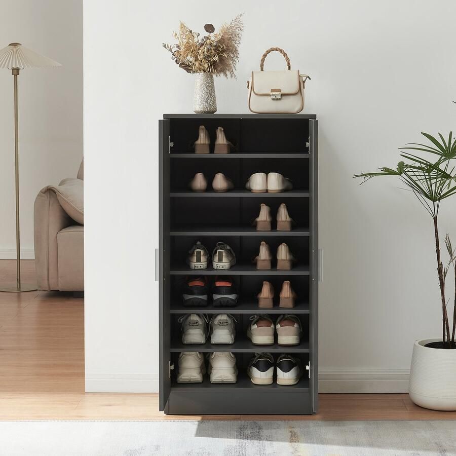 En.casa Schoenenkast Notribontaa 108x55x35 cm antraciet [ ]