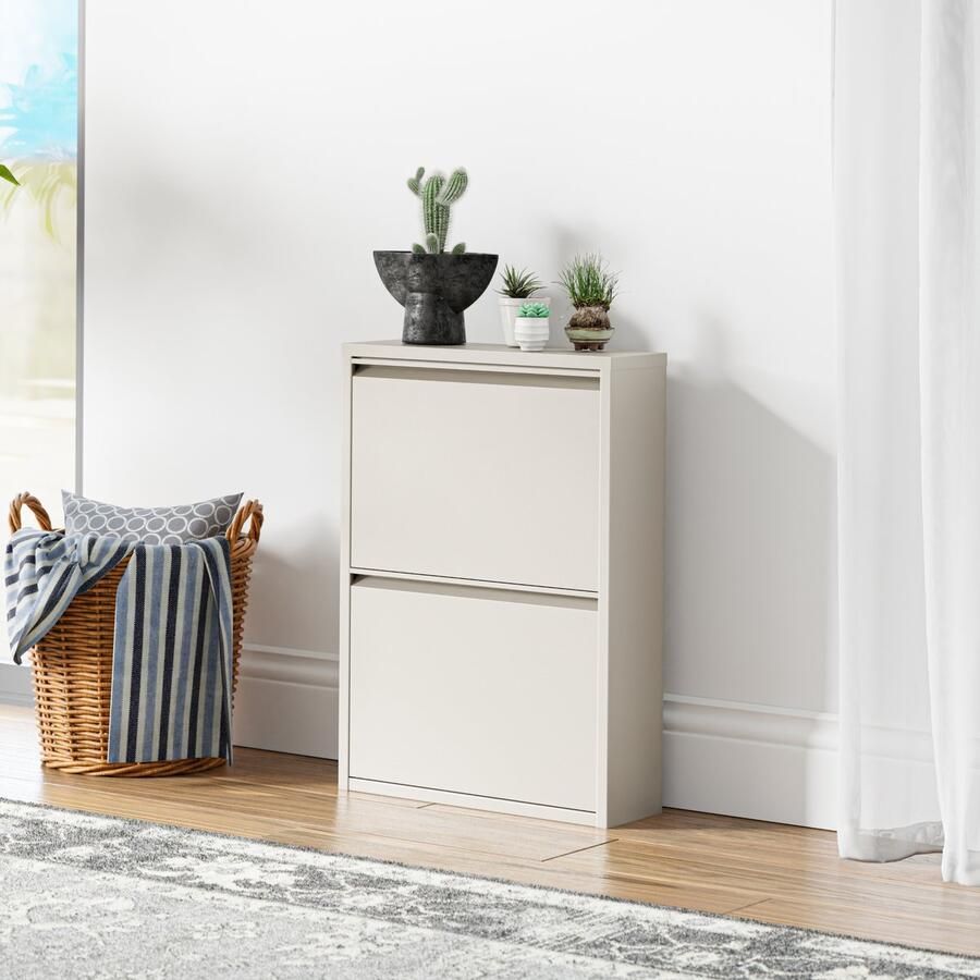 En.casa Schoenenkast Sokndal 2 kleppen gebroken wit 71x50x15 cm [ ]