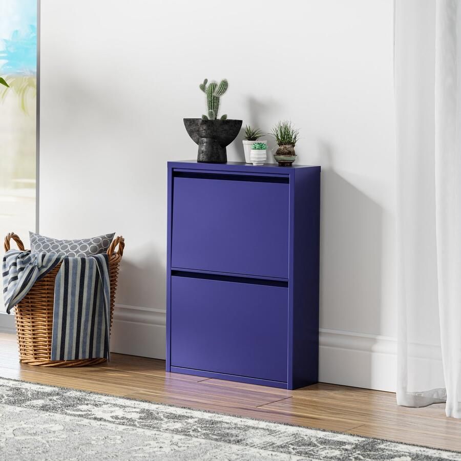 En.casa Schoenenkast Sokndal 2 kleppen middernachtblauw 71x50x15 cm [ ]