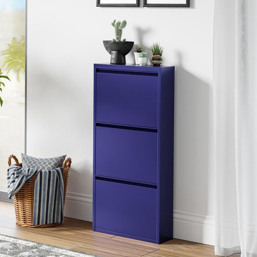 En.casa Schoenenkast Sokndal 3 kleppen middernachtblauw 104x50x15 cm [ ]