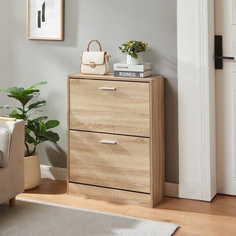 En.casa Schoenenkast Sykkylven 2 kleppen sonoma eiken 81x63x24 cm [ ]