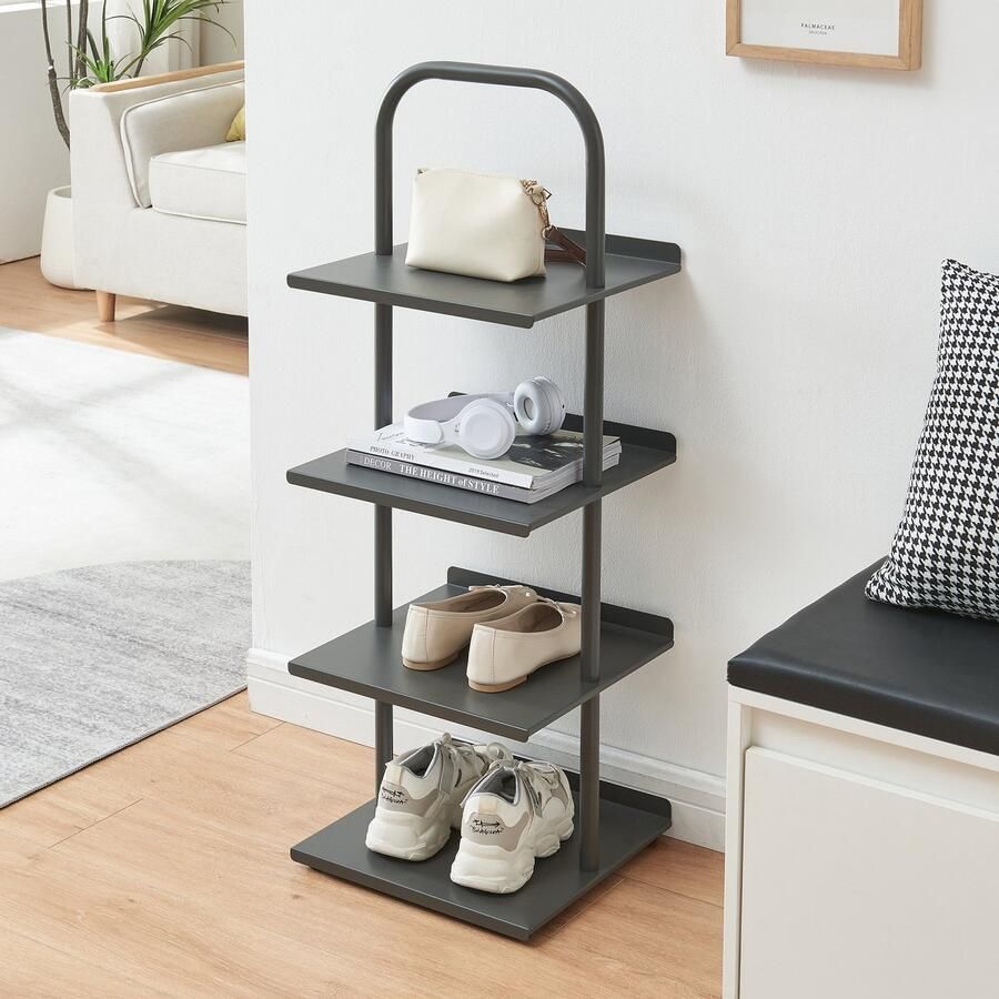 En.casa Schoenenrek Poytya met 4 planken antraciet 96x34x32 cm [ ]