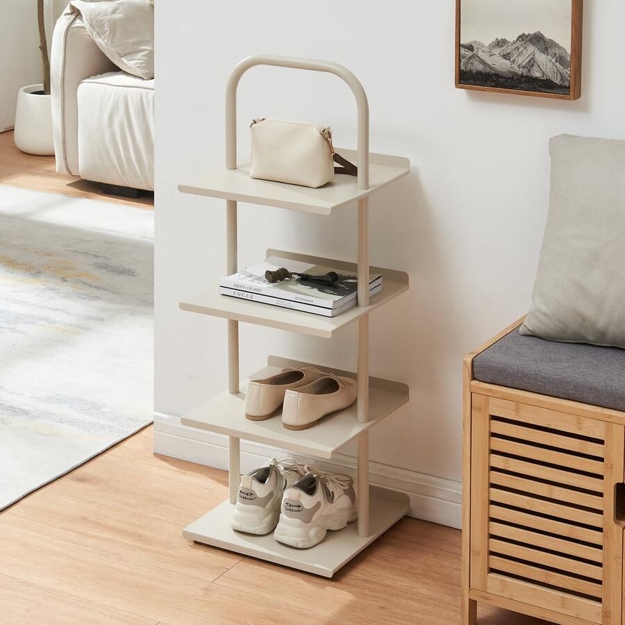 En.casa Schoenenrek Poytya met 4 planken champagne 96x34x32 cm [ ]