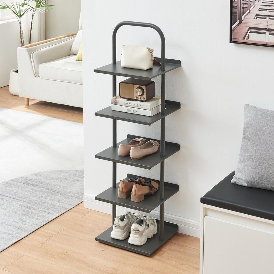 En.casa Schoenenrek Poytya met 5 planken antraciet 119x34x32 cm [ ]