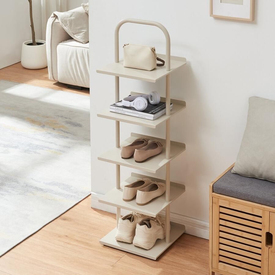 En.casa Schoenenrek Poytya met 5 planken chamapgne 119x34x32 cm [ ]