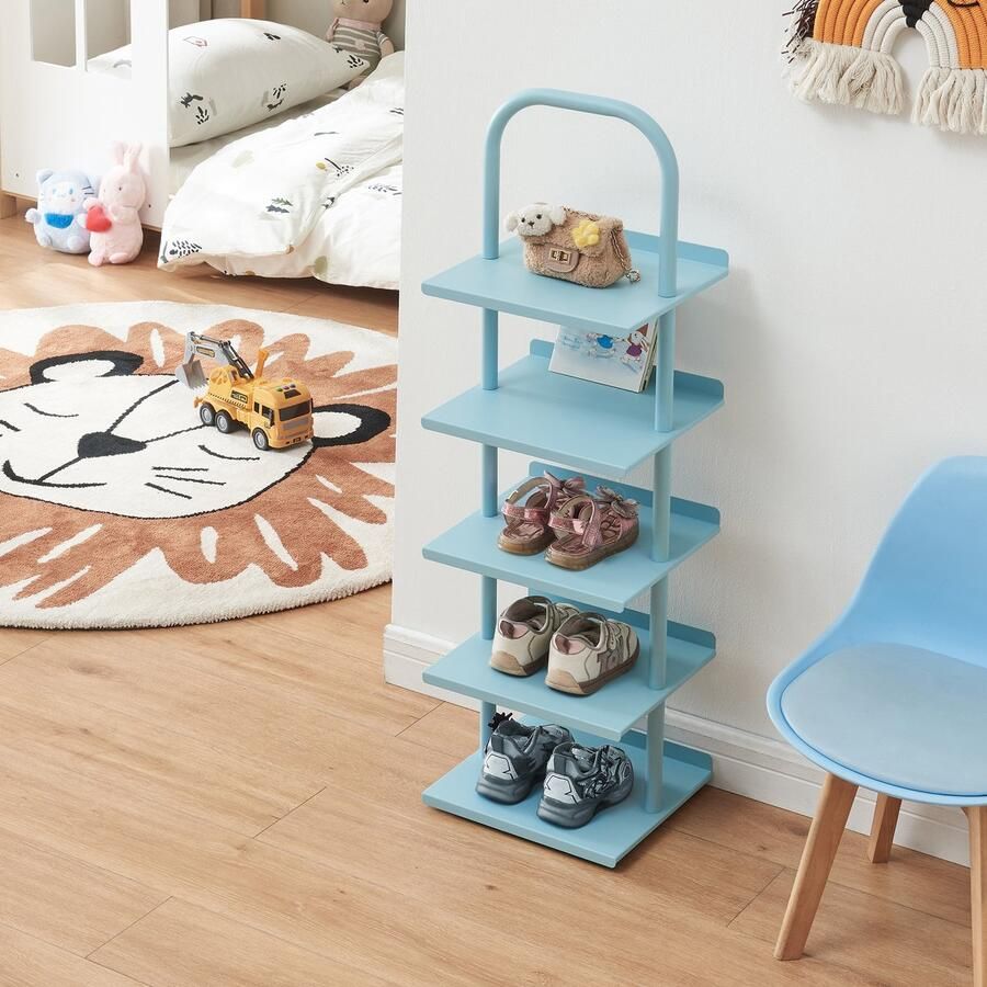 En.casa Schoenenrek Poytya voor kinderen 96x30x27 cm blauw [ ]